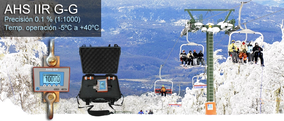 Detalle del dinamómetro electrónico AHS-IIR G-G en uso